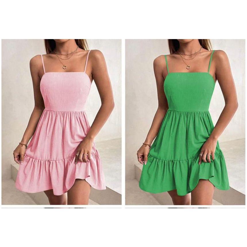 Solid Ruffle Hem Cami Dress