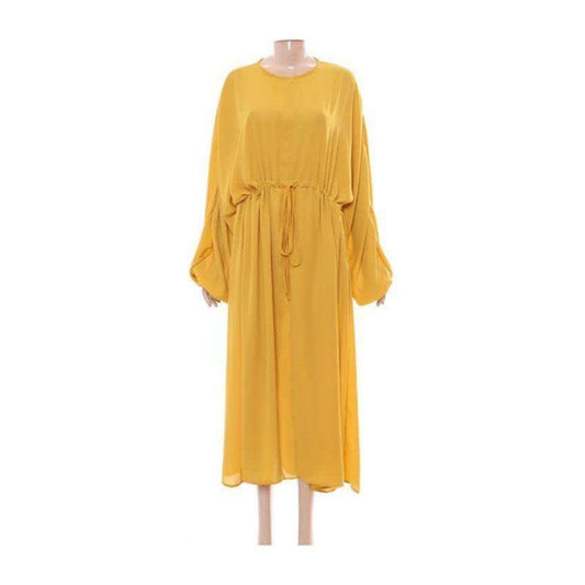 Lantern Sleeve Belted Dress.