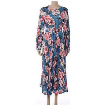 Long-sleeved Spring Summer Fashion Printing Belted Dress.