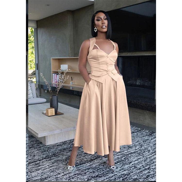 Queen Worth Satin Corset Maxi set.