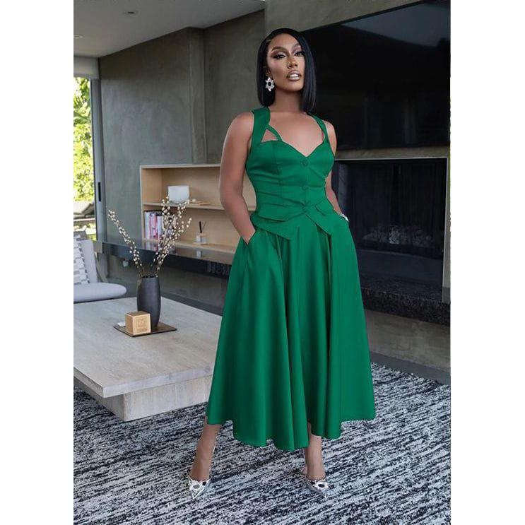 Queen Worth Satin Corset Maxi set.