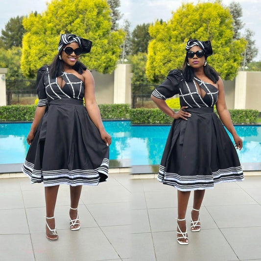 One Sleeve Traditional African Dress.