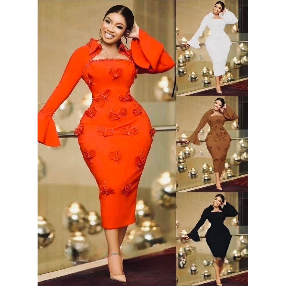 Long Sleeve Square Neck Butterfly Bodycon Dress