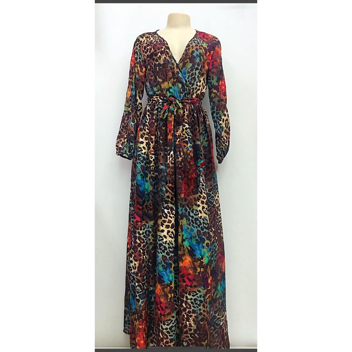 Colorful Leopard Print Maxi Dress.