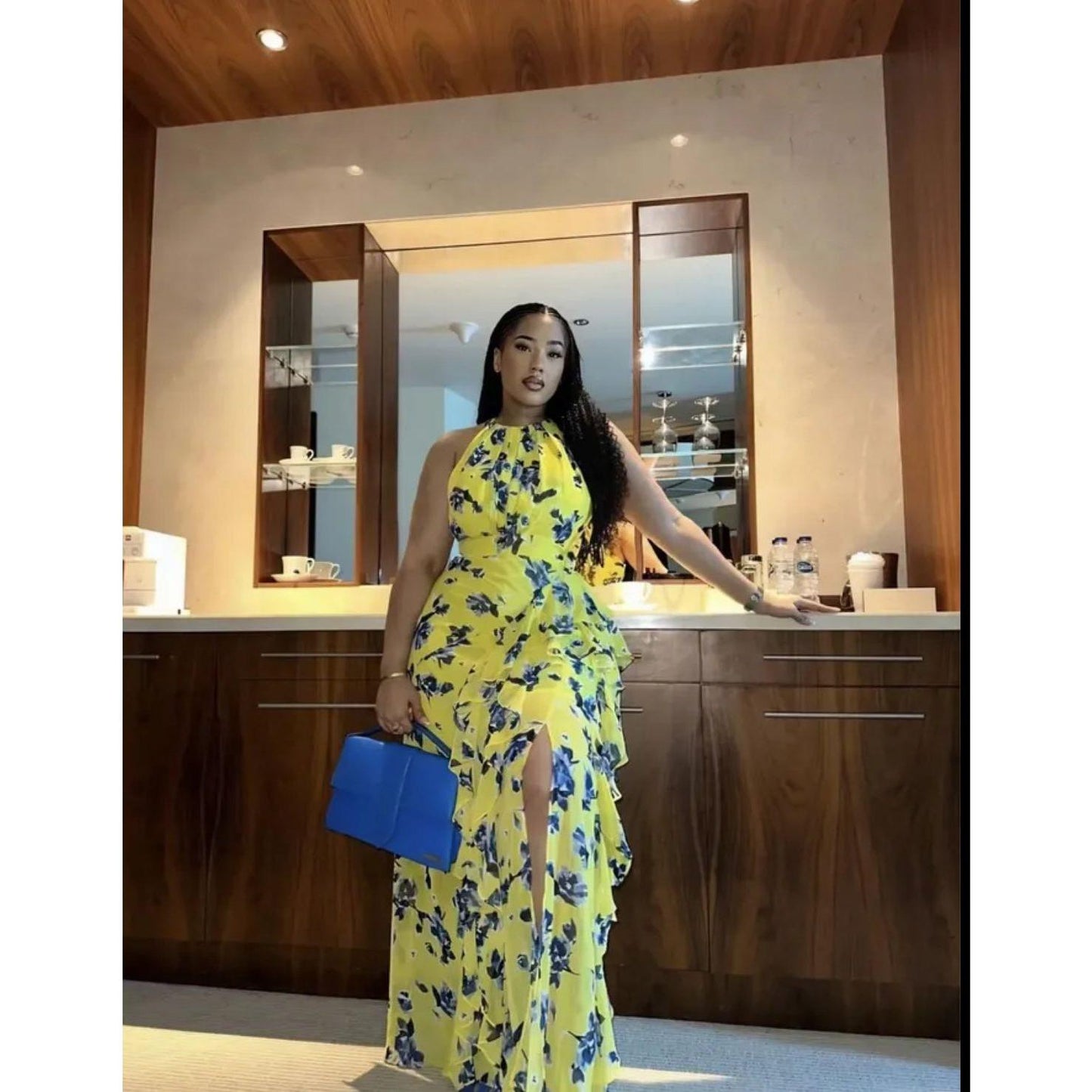 Halter Ruffle Maxi Dress