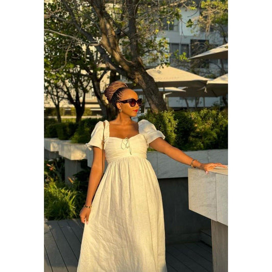 Square Neck Short Sleeve Casual Dress.