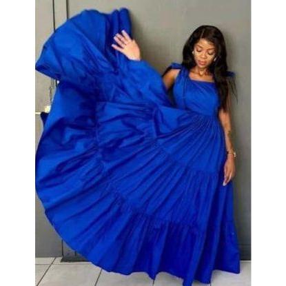 Flare Pattern Pleated Maxi Dress.