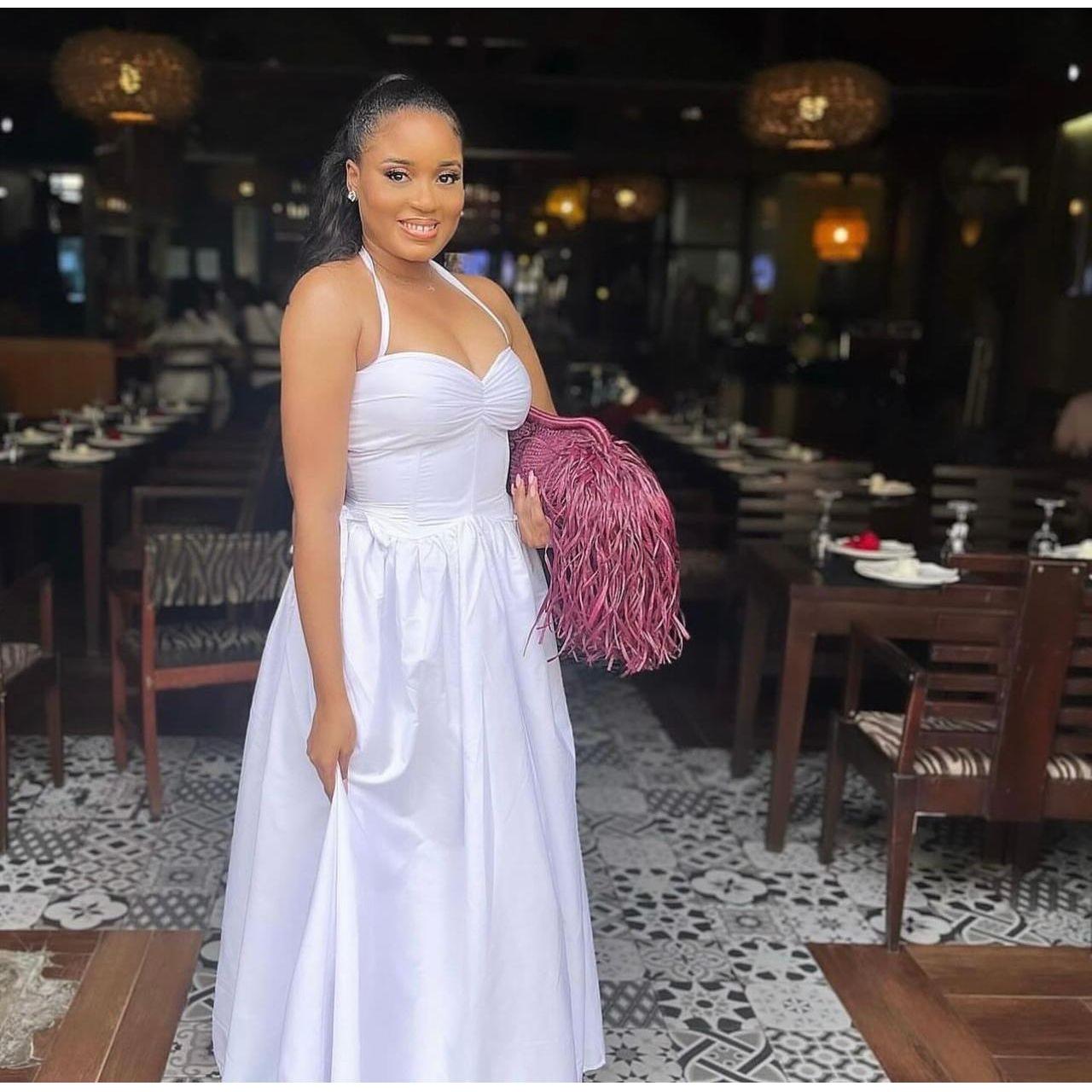 Spaghetti strap Lace Up Midi Dress.