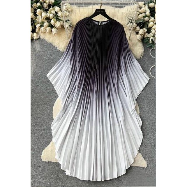 Plus Size High-End Elegant Ombre Pleated Maxi Dress