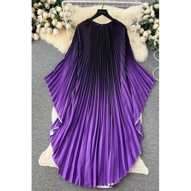 Plus Size High-End Elegant Ombre Pleated Maxi Dress
