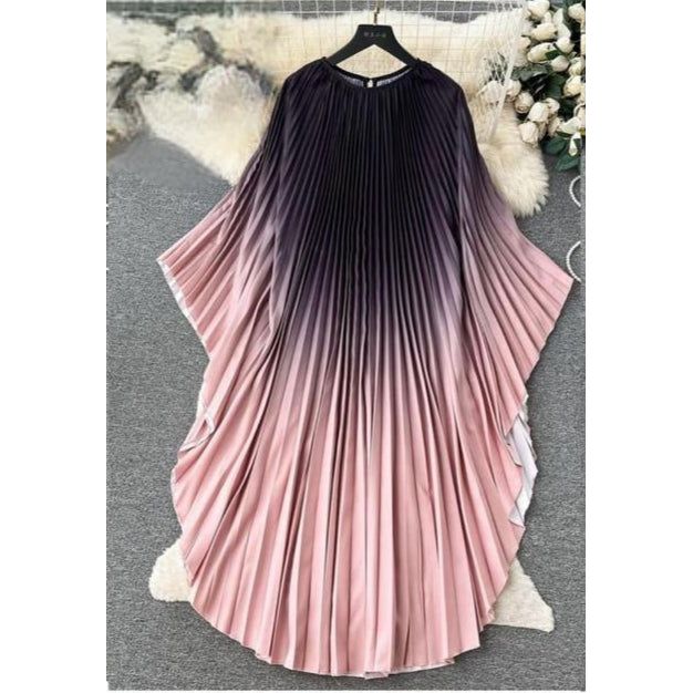 Plus Size High-End Elegant Ombre Pleated Maxi Dress
