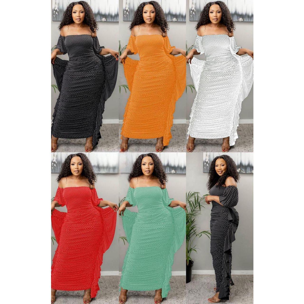 Sheer Mesh Off Shoulder Short Sleeve Ruffle Dress