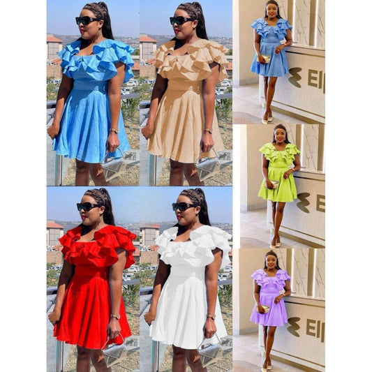 Plus Size Floral Ruffle Bubbles Dress