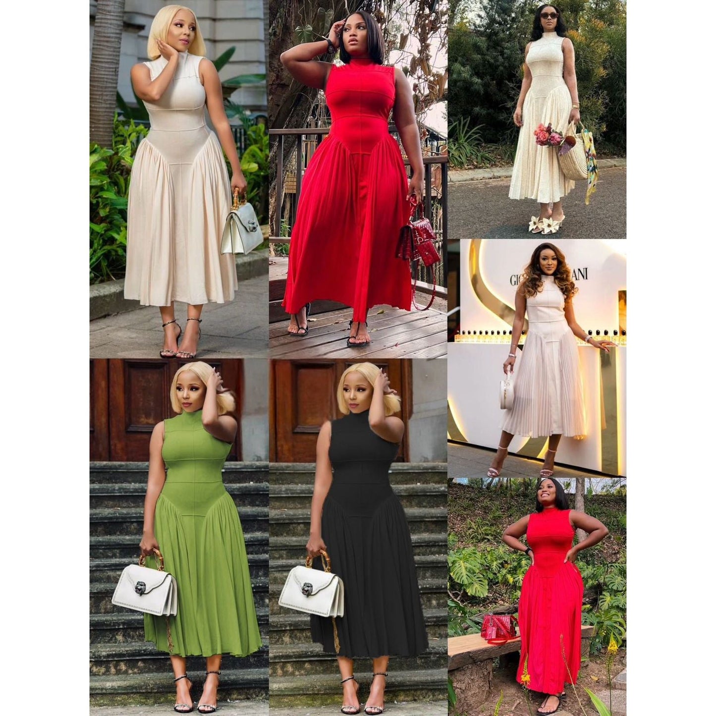 Sleeveless Corset Pleated Midi Dress.