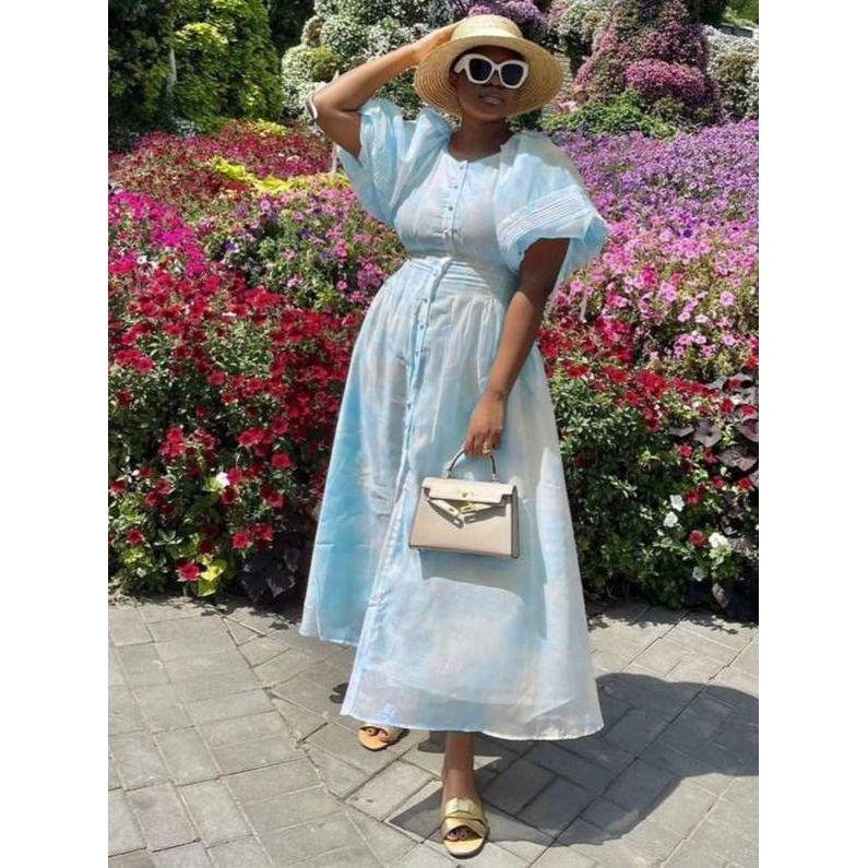 Short Sleeve Floral Midi Dress