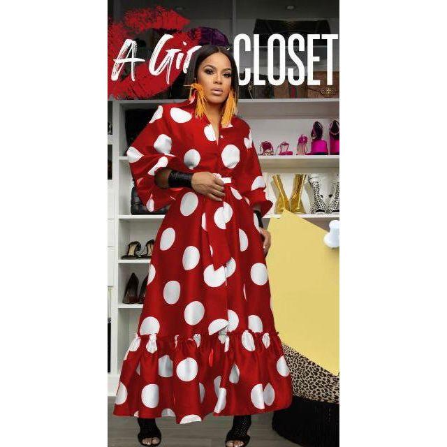 Lantern Sleeve Ruffle Hem Dress