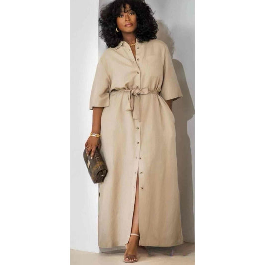 Turn Down Button Relaxed Shirt Dress