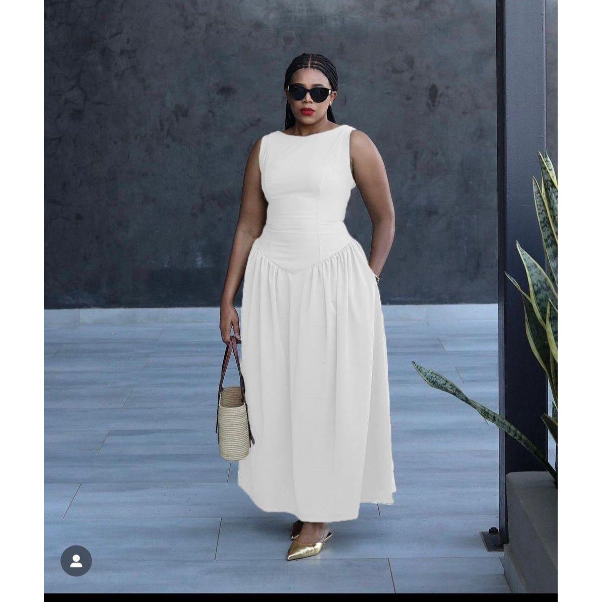 Sleeveless Corset Pleated Maxi Dress.