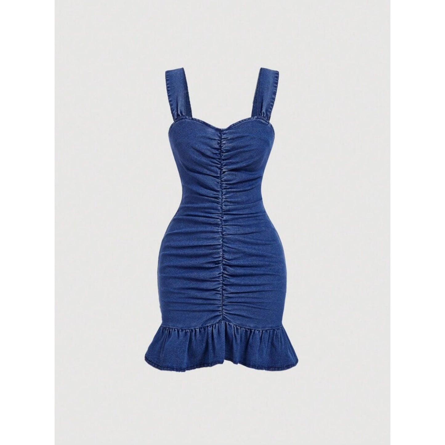 Slim Fit With Ruffled Hem Denim Dress