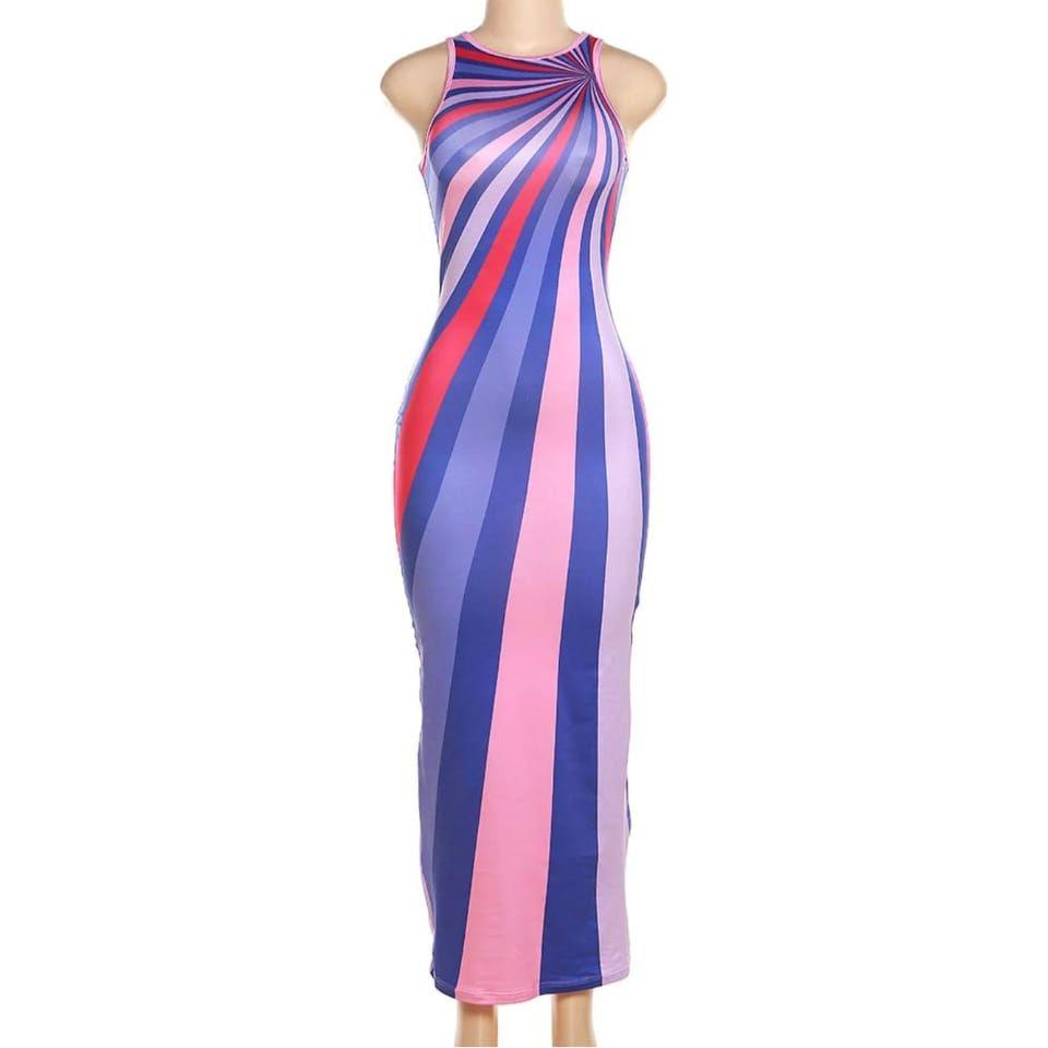 Rainbow colors Maxi Sleeveless Dress