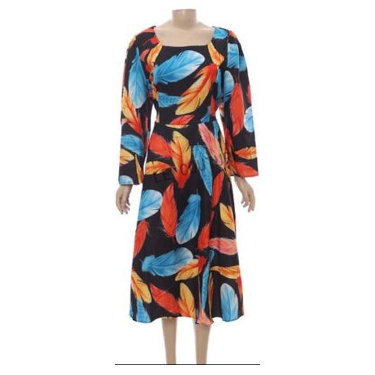 Plus Size Floral Print Midi Dress