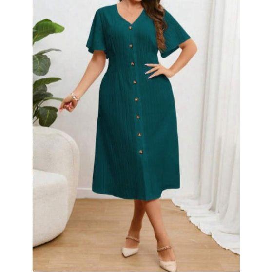 Button Down Short Sleeve Shirt Midi Dress