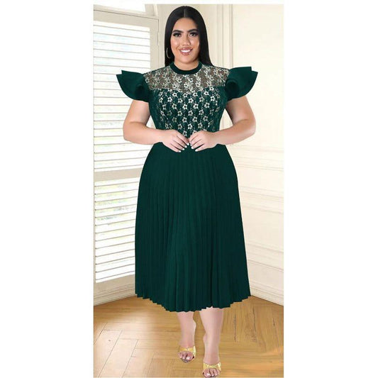 Plus Size Elegant Formal Pleated Dress