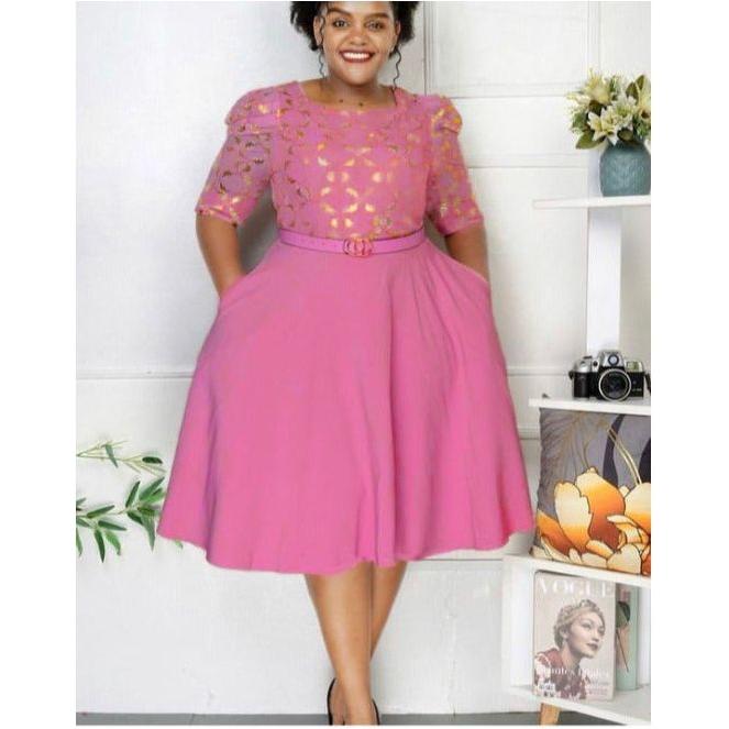 Printed Vintage Midi Dress