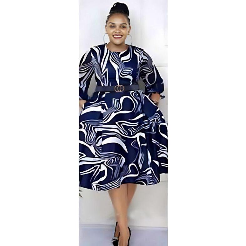 Printed Vintage Style Fashion Midi Dress