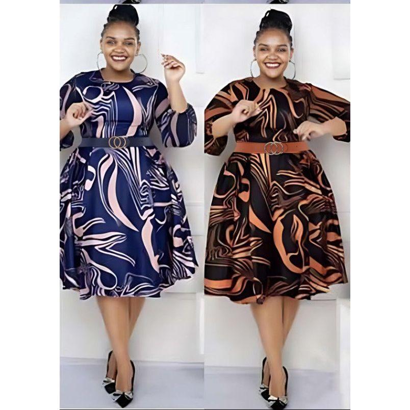 Printed Vintage Style Fashion Midi Dress