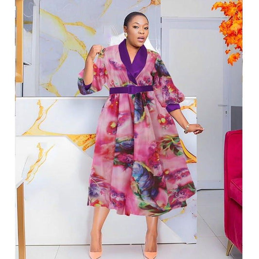 Plus Size Dashiki Ankara Floral Dress