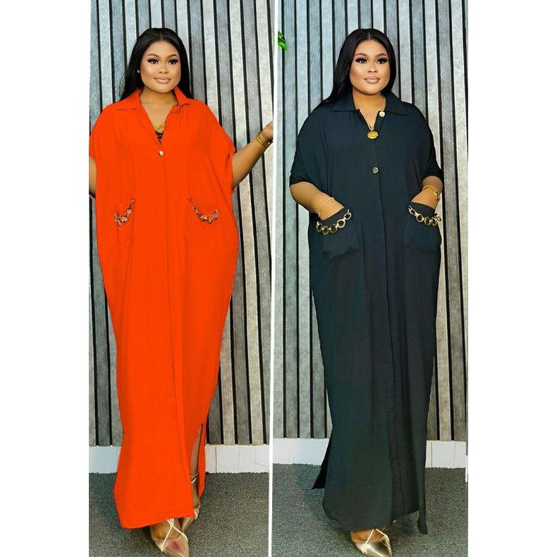 Plus Size Women's Solid Color Simple Daily Dress