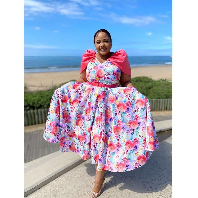 Short Puffy Sleeve Floral Maxi Dress