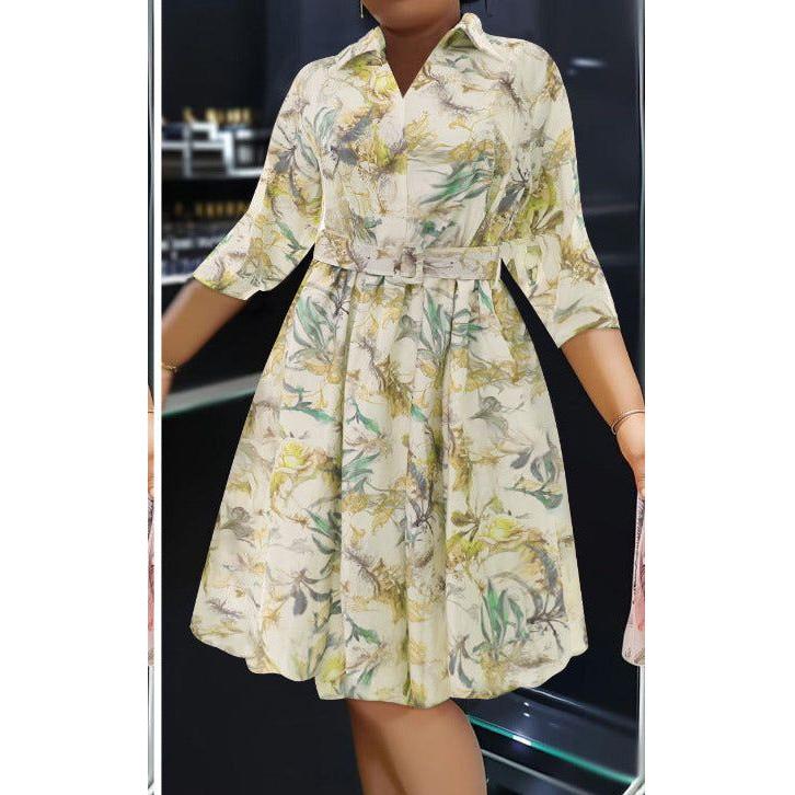Floral Elegant Printed Half Sleeve Daily Wear Dress