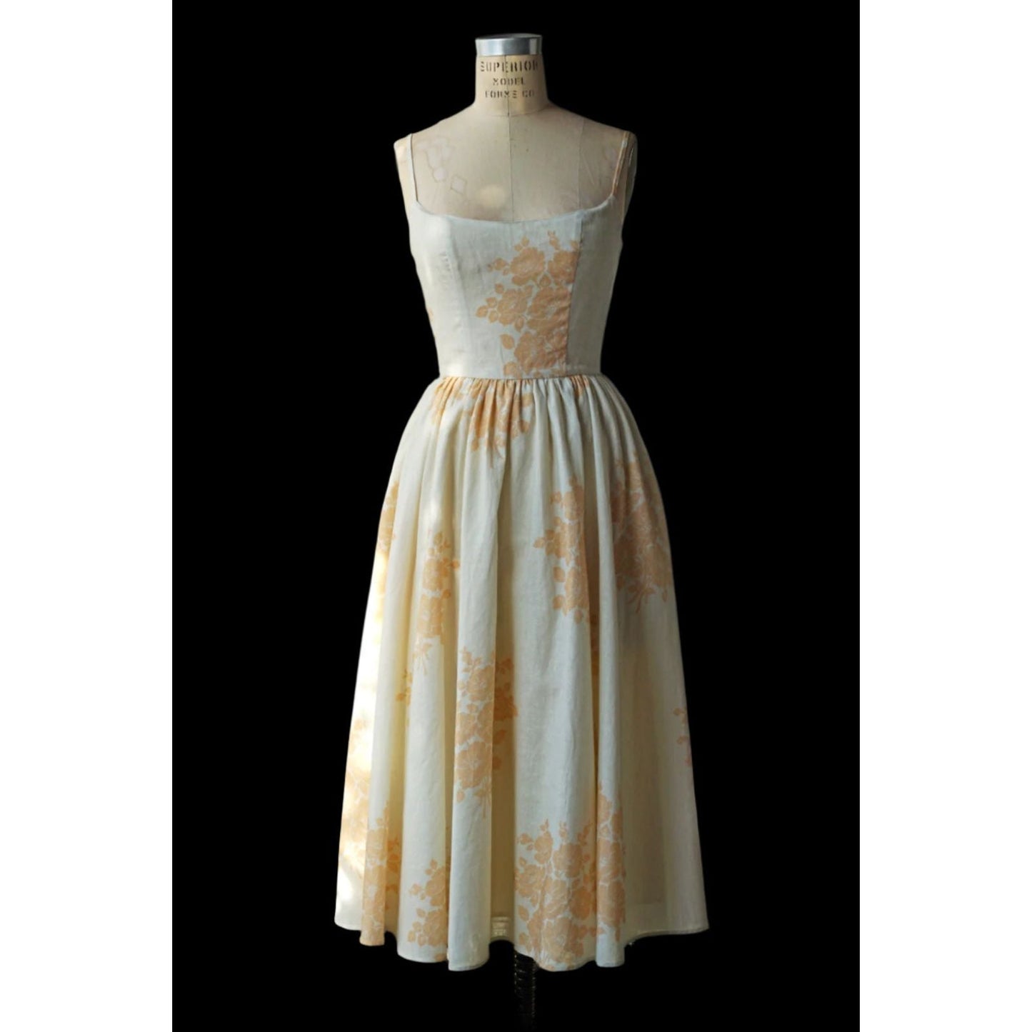 Sleeveless Floral A Line Fit Flare Midi Dress