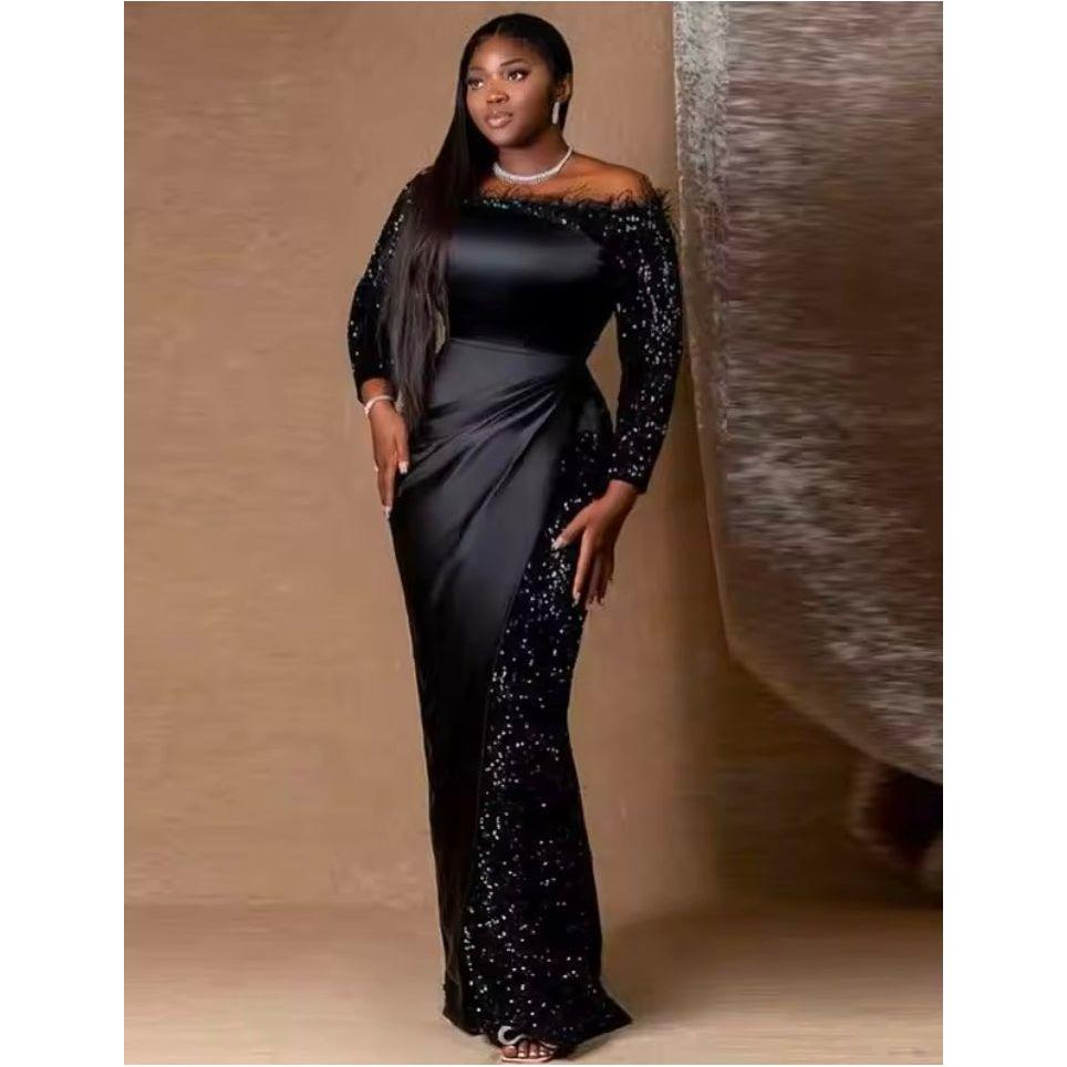 Off-Shoulder Sequined Mermaid Prom Dress