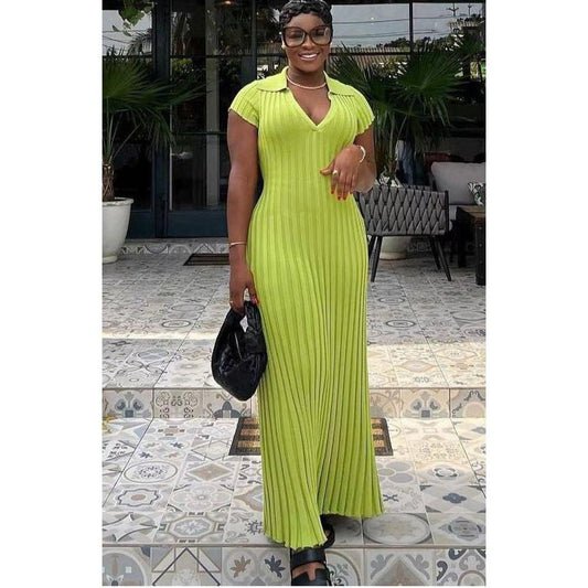 Short Sleeve Bodycon Ribbed Knit Maxi Dress