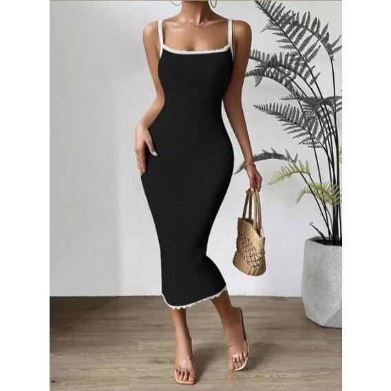 Sleeveless Square Neck Bodycon Maxi Dress