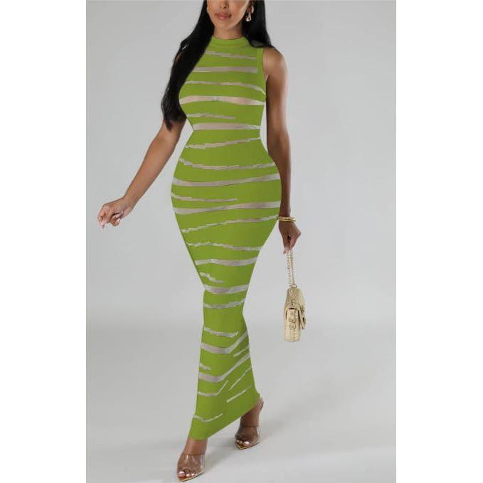 Sleeveless Allover Print Bodycon Maxi Dress