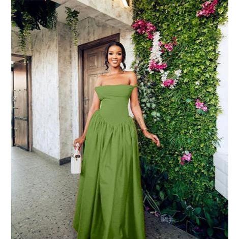 Pleated Off-Shoulder Spaghetti Lace Up Maxi Dress.