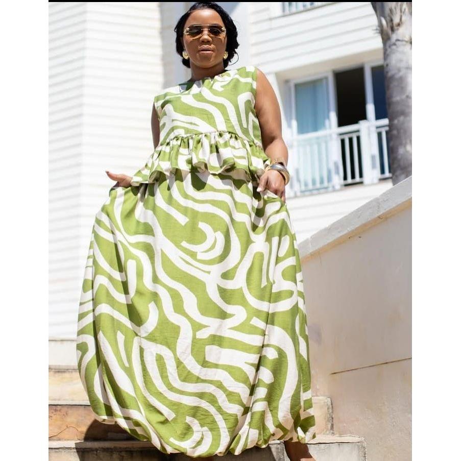 Elegant Flare Printed Sleeveless Dress