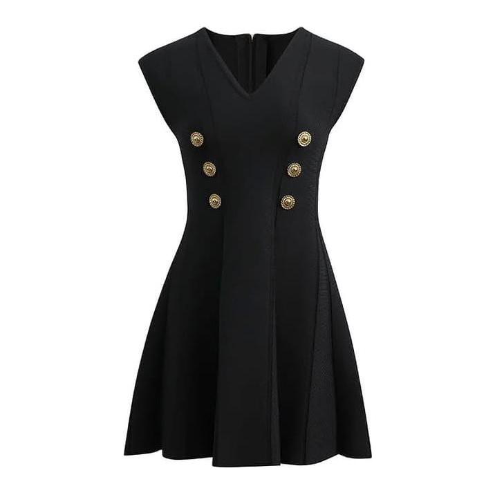 Sleeveless Double-Breasted Detail Mini Bodycon Dress