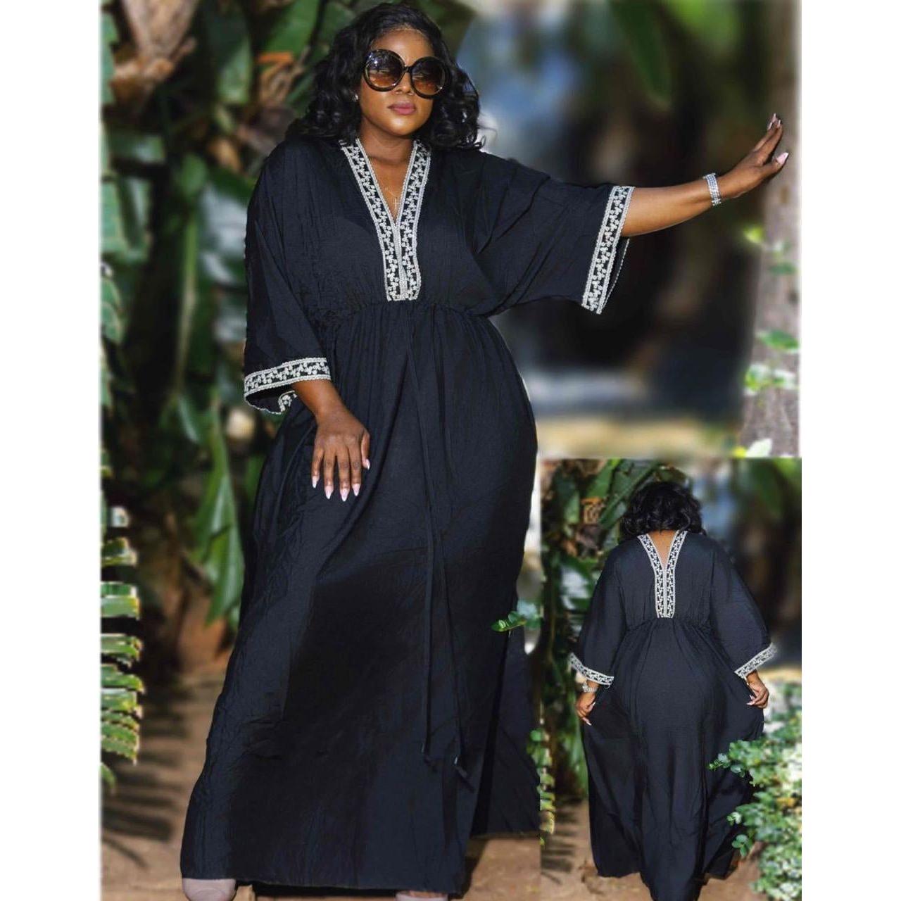 Wedding Dashiki Najma Plus Size Contrast Tape Detail Dress.