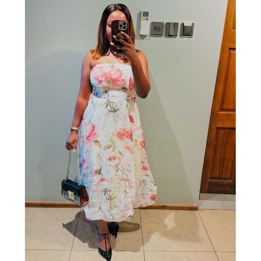 Strapless Floral Maxi Dress