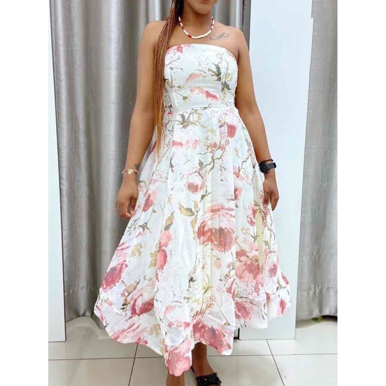 Strapless Floral Maxi Dress