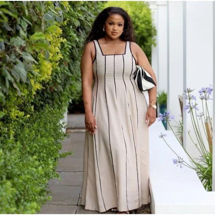 Sleeveless Striped Contrast Binding Midi Dress