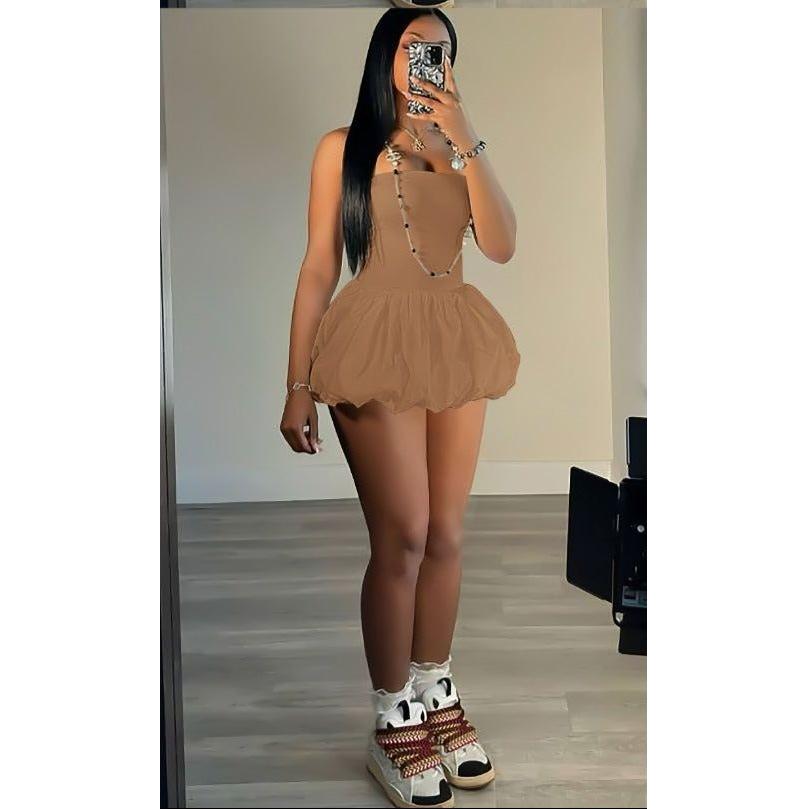 Cute Spaghetti Strap Backless Bandage Slim Mini Dresses .