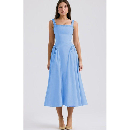 Square Neck Sleeveless A-line Dress