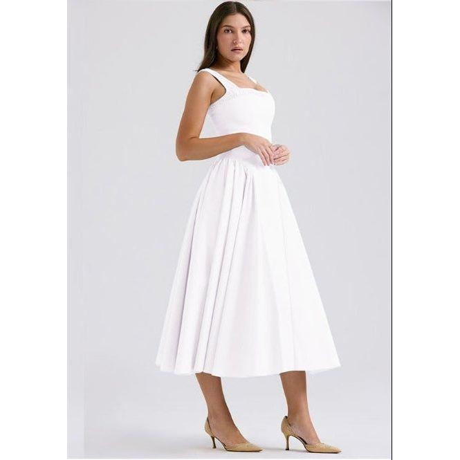 Square Neck Sleeveless A-line Dress