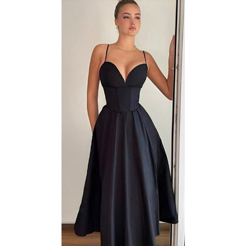 Sweetheart Spaghetti Straps Satin Party Dresses